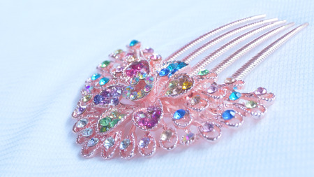 Jewelry Peacock hairpin On a white backgroundの写真素材