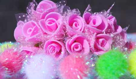 Sweet roses with rainbow decoration ballの写真素材