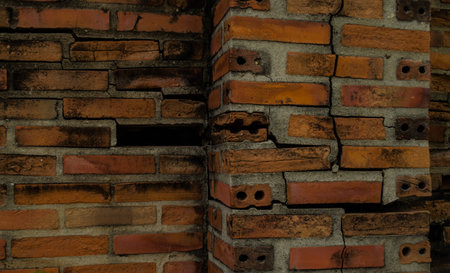 Background of brick wall old textureの写真素材