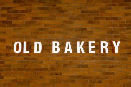 neon font on the wallの写真素材