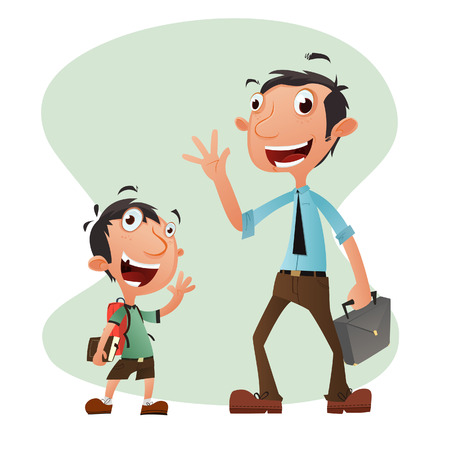 Vector illustration of cartoon boy and man. EPS 10のイラスト素材