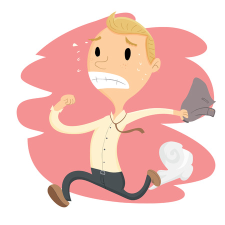 Cartoon businessman is in a hurry and running.のイラスト素材