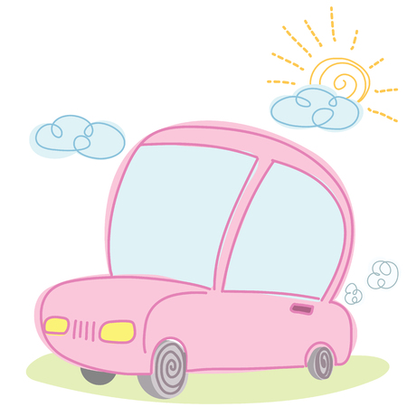 Cartoon car on nice weather day.のイラスト素材