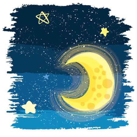 painting style night sky illustrationのイラスト素材