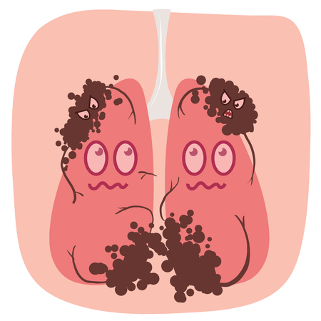 cartoon lung cancer illustrationのイラスト素材