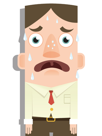 cartoon sweaty businessman with worried expressionのイラスト素材