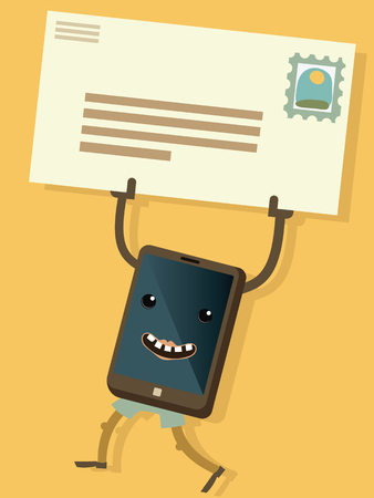Ccartoon smart phone  lift a  mailのイラスト素材