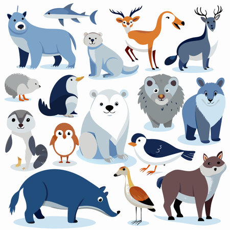Realistic animals icon set illustrationのイラスト素材