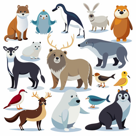 Realistic animals icon set illustration