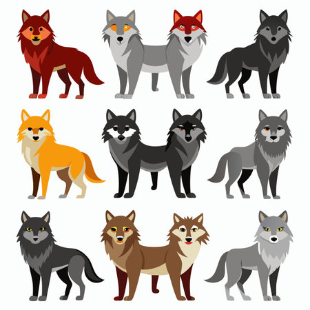 Realistic animals icon set illustration