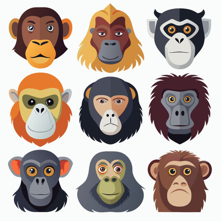 Realistic animals icon set illustration