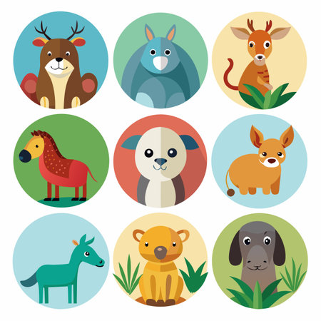 Realistic animals icon set illustrationのイラスト素材