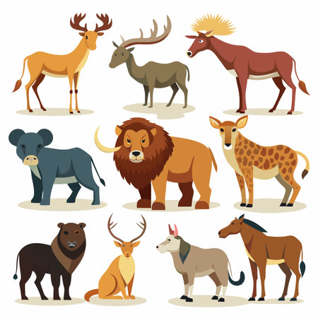 Realistic animals icon set illustrationのイラスト素材