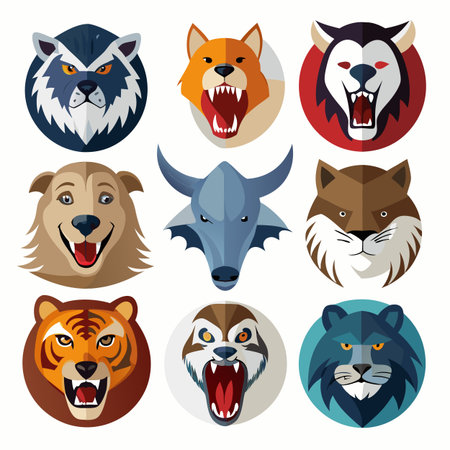 Realistic animals icon set illustrationのイラスト素材