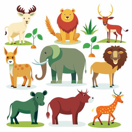 Realistic animals icon set illustrationのイラスト素材