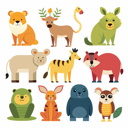 Realistic animals icon set illustrationのイラスト素材