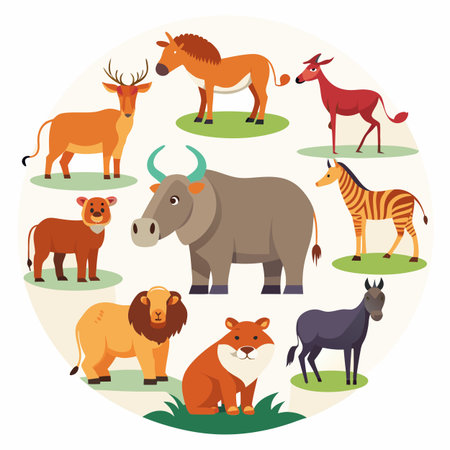 Realistic animals icon set illustration
