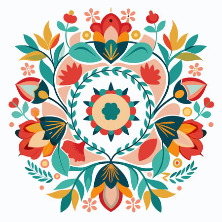Realistic hand drawn floral frame