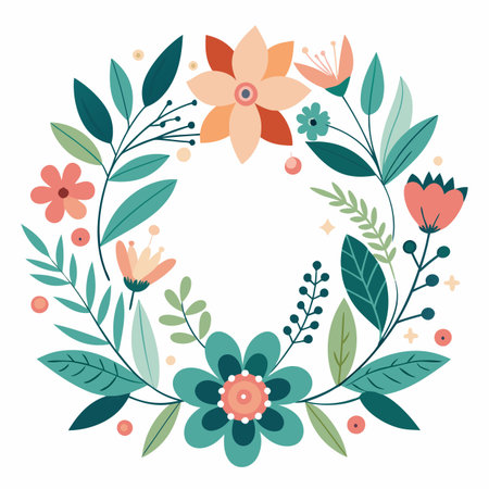 Realistic hand drawn floral frameのイラスト素材