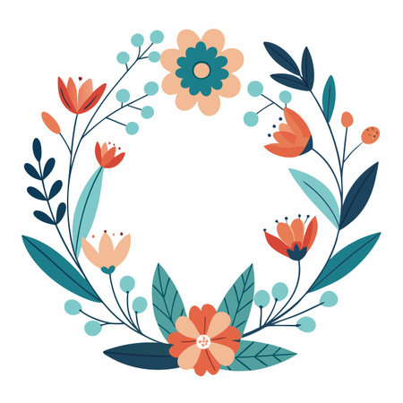 Realistic hand drawn floral frameのイラスト素材