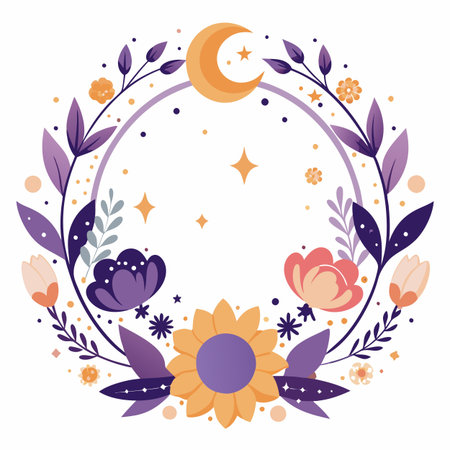 Realistic hand drawn floral frameのイラスト素材