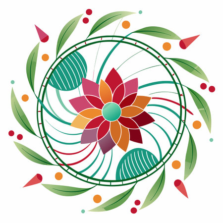 Realistic hand drawn floral frameのイラスト素材