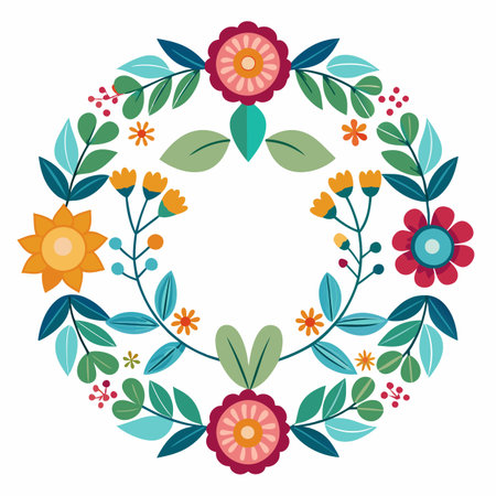 Realistic hand drawn floral frameのイラスト素材