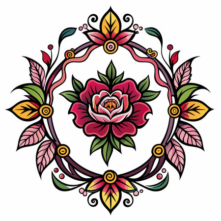 Realistic hand drawn floral frameのイラスト素材