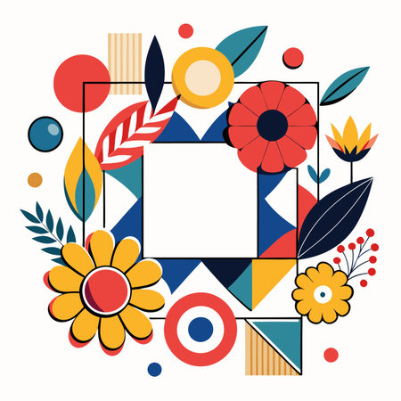 Realistic hand drawn floral frameのイラスト素材