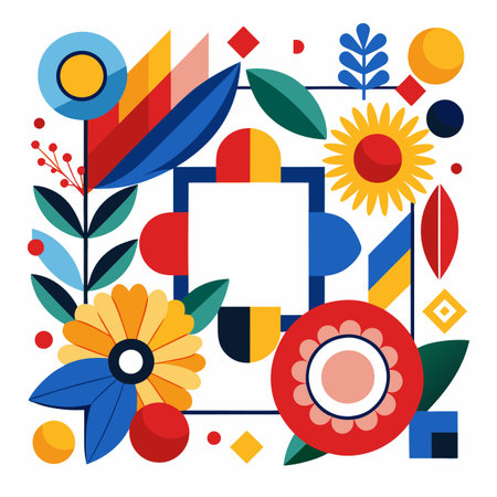 Realistic hand drawn floral frameのイラスト素材