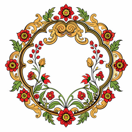 Realistic hand drawn floral frameのイラスト素材