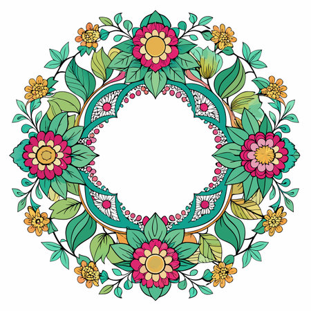 Realistic hand drawn floral frameのイラスト素材