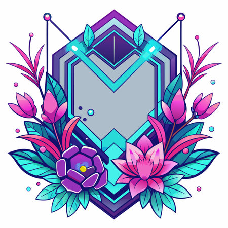 Realistic hand drawn floral frameのイラスト素材