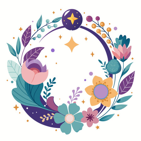 Realistic hand drawn floral frameのイラスト素材