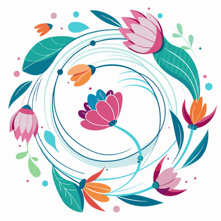 Realistic hand drawn floral frameのイラスト素材