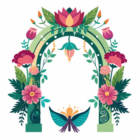 Realistic hand drawn floral frameのイラスト素材