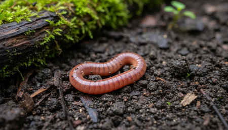 Earthworm in soil, illustrating soil health and ecology