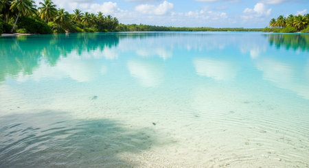 Beautiful blue lagoon in French Polynesia