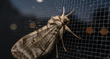 A close-up of a moth with detailed wings and antennae, captured in a natural setting.