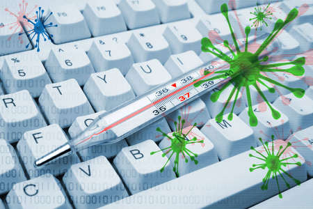 Computer infected by viruses. Conceptual illustration.の写真素材