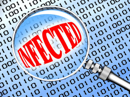 Computer infected by viruses. 3d illustration.の写真素材