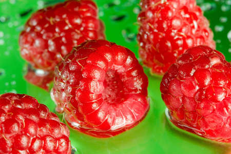 Close-up of a fresh raspberryの写真素材