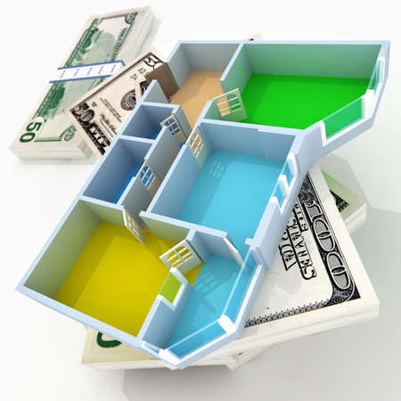 Schematic three-dimensional model of an apartment