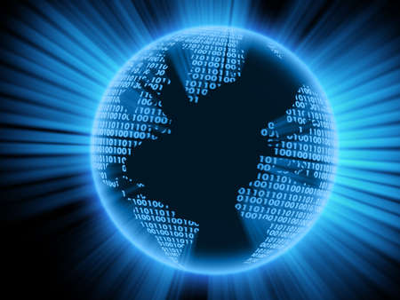 Digital world on a black background. 3d model.の写真素材