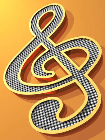 Gold musical symbolの写真素材