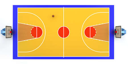 3D rendered illustration of basketball courtの写真素材