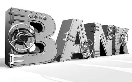 Synthesis from 3d text and banking safeの写真素材