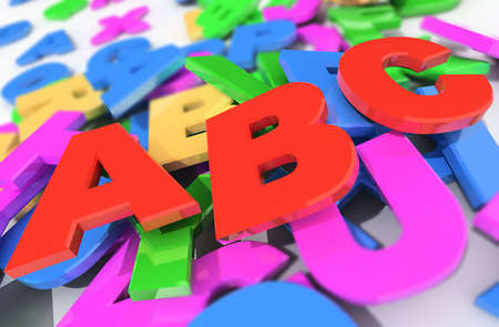 Close-up of plastic multicolored alphabet