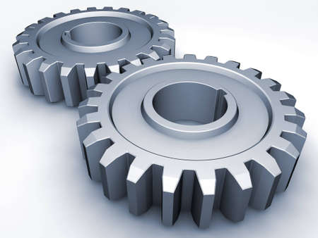 Two gears on a white backgroundの写真素材