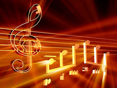 Shining 3d rendered golden music notesの写真素材